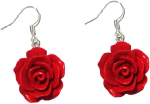 Vintage Red Rose Flower Earrings Enamel Painting Dangle Earrings for Women Wedding Festival Jewelry