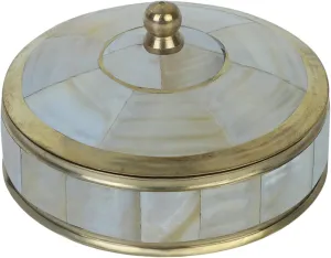 Vintage Round Hand Painted Decorative Jewelry Trinket Box Unique Gift For Home Dcor Antique Metal Case with Mother of Pearl Sindoor Box/Coin Box for Women and Home Dcor