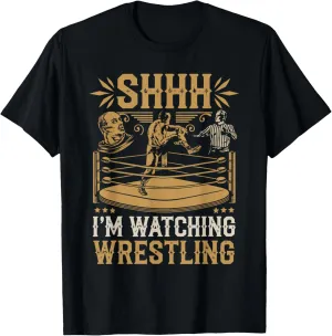 Vintage shh I'm Watching Wrestling Retro Sarcastic Jokes Men T-Shirt