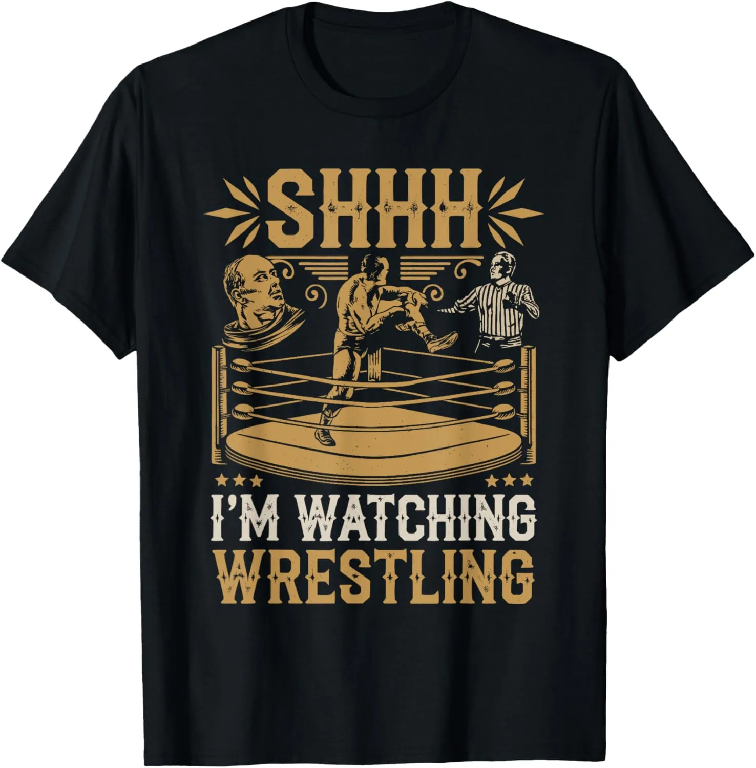 Vintage shh I'm Watching Wrestling Retro Sarcastic Jokes Men T-Shirt