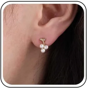 Vintage Tiny Grape Pearl Stud Earrings Small Cluster Pearl Earrings Tiny Pearl Bead Earrings White Grape Earrings Jewelry for Women