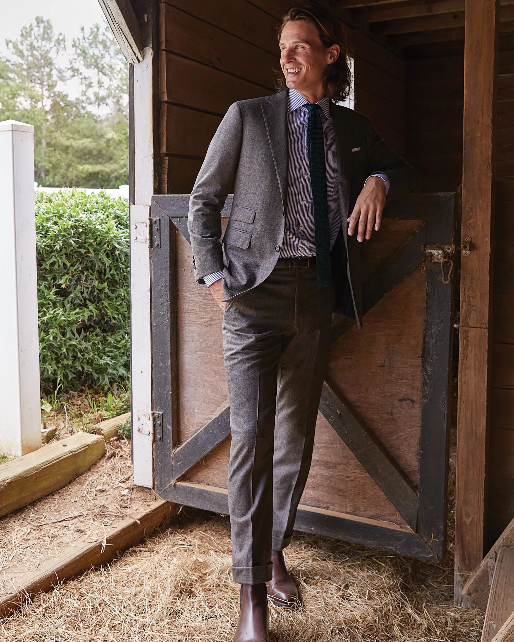 Virgil No. 3 Suit in Brown/Bluegrass Windowpane Flannel