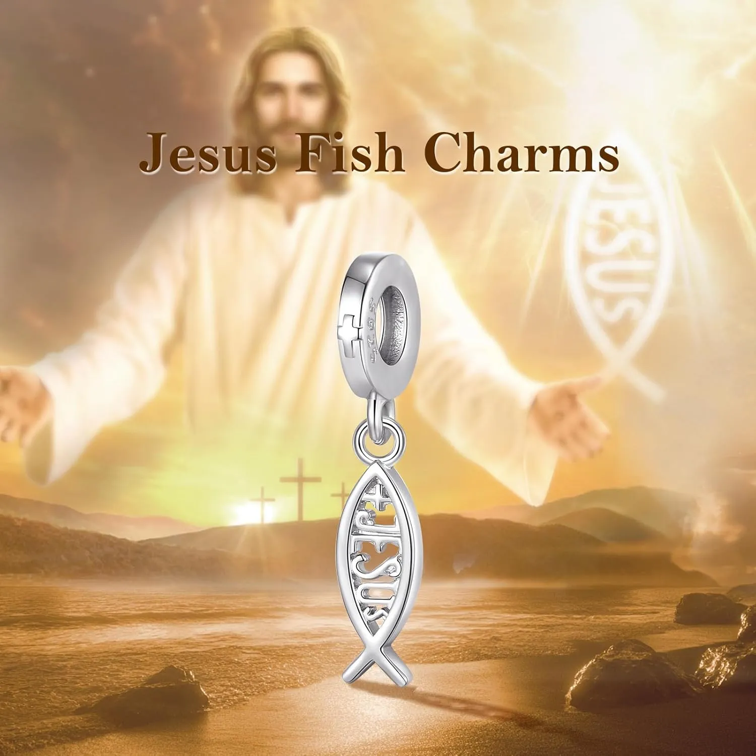 Vito 925 Sterling Silver Cross Charms Bead for Women, Vintage European Religion God Beads for European Bracelets Diy Jewelry Gift