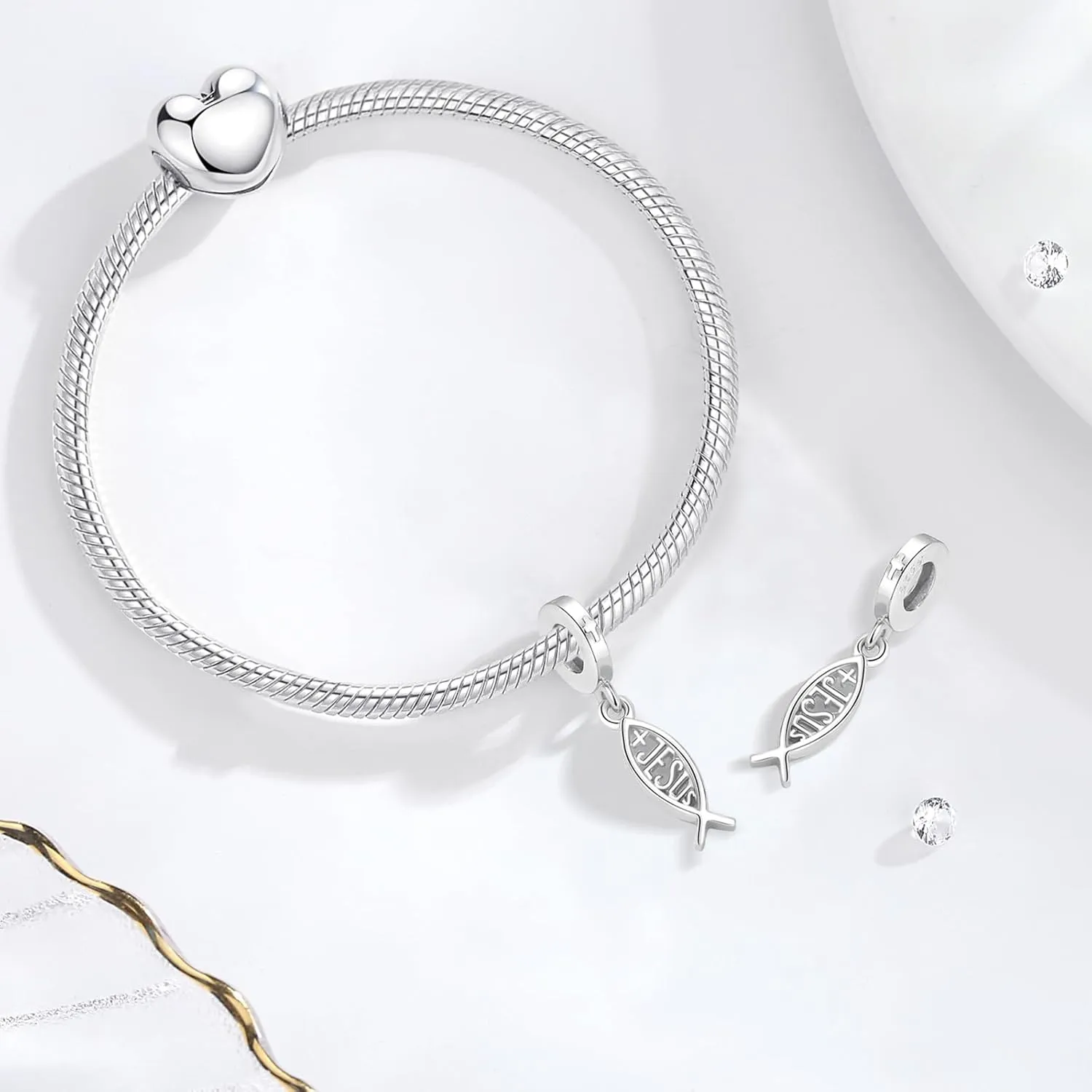 Vito 925 Sterling Silver Cross Charms Bead for Women, Vintage European Religion God Beads for European Bracelets Diy Jewelry Gift