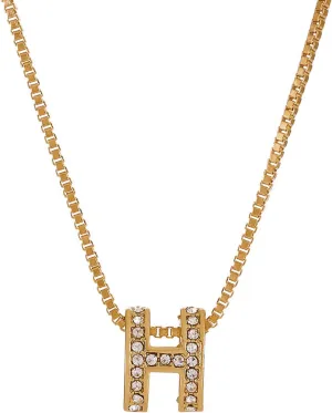 W WEILIRIAN Bohemian Letter H Pendant Necklace Crystal Initial Letter Necklace Gold Alphabet Chain Necklace Minimal Initial Necklace Chain Jewelry for Women and Girls Gifts