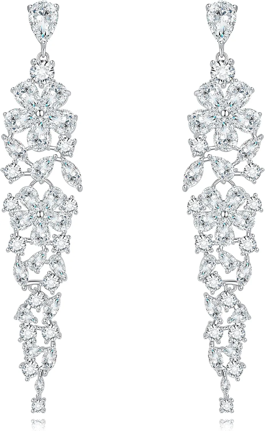 Wedding Dangle Earrings, Beusoulover Bridal Drop Earrings for Women with Cubic Zirconia Platinum Plated Silver Super Stunning Jewelry for Brides and Bridesmaids, Women and Girl, Party, Prom, Gife, Homecoming