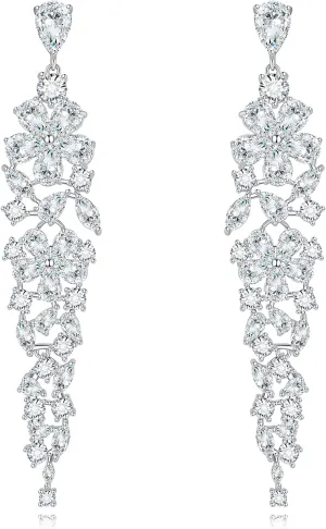 Wedding Dangle Earrings, Beusoulover Bridal Drop Earrings for Women with Cubic Zirconia Platinum Plated Silver Super Stunning Jewelry for Brides and Bridesmaids, Women and Girl, Party, Prom, Gife, Homecoming