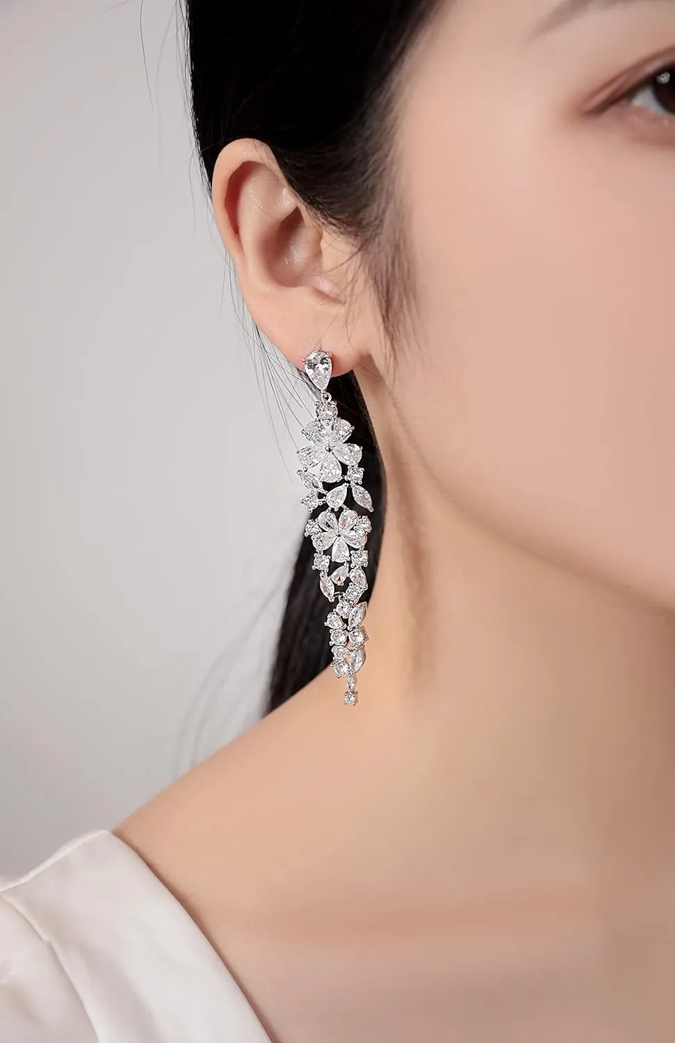 Wedding Dangle Earrings, Beusoulover Bridal Drop Earrings for Women with Cubic Zirconia Platinum Plated Silver Super Stunning Jewelry for Brides and Bridesmaids, Women and Girl, Party, Prom, Gife, Homecoming