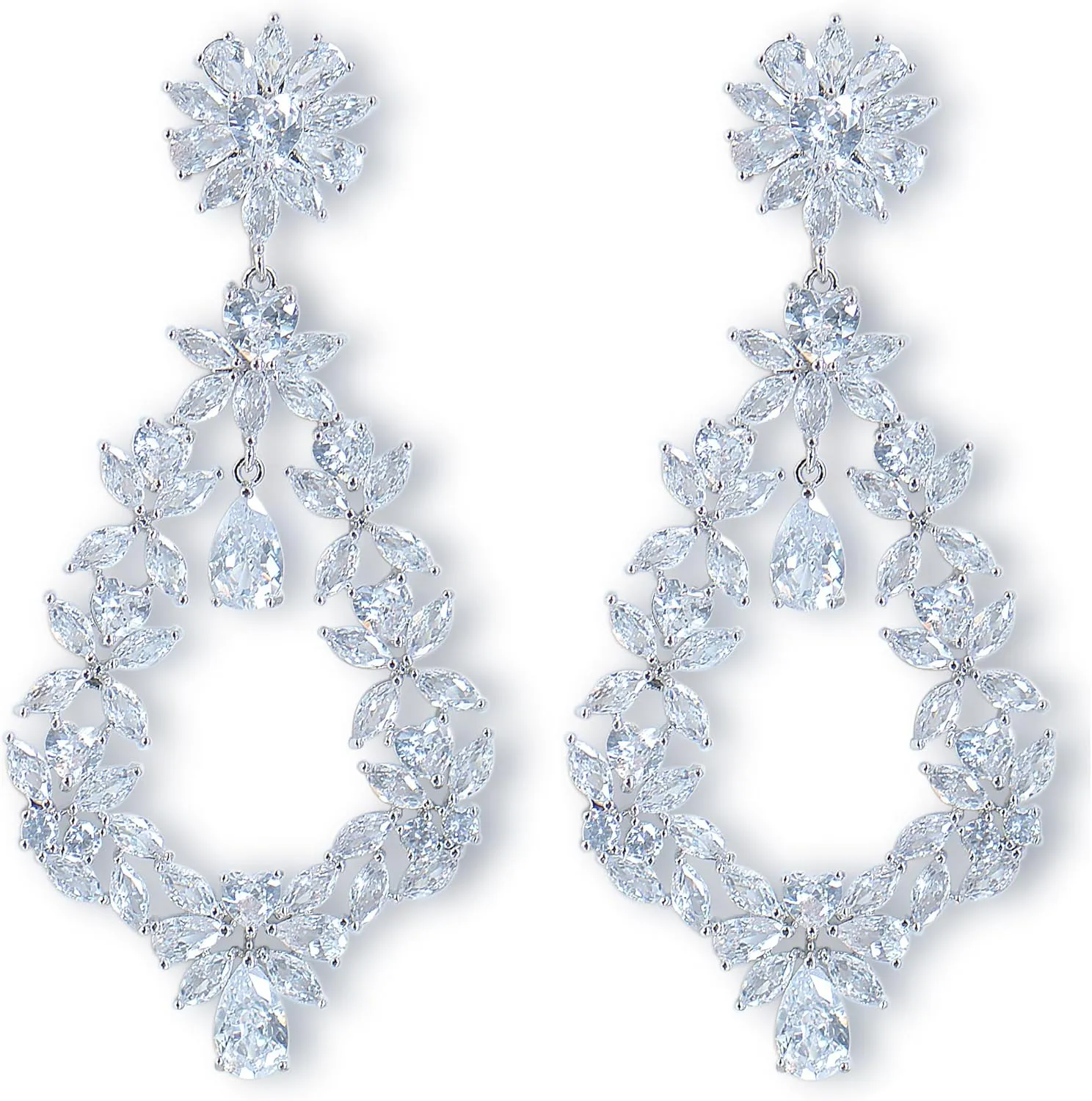 Wedding Dangle Earrings, Beusoulover Bridal Drop Earrings for Women with Cubic Zirconia Platinum Plated Silver Super Stunning Jewelry for Brides and Bridesmaids, Women, Party, Prom, Gife, Homecoming