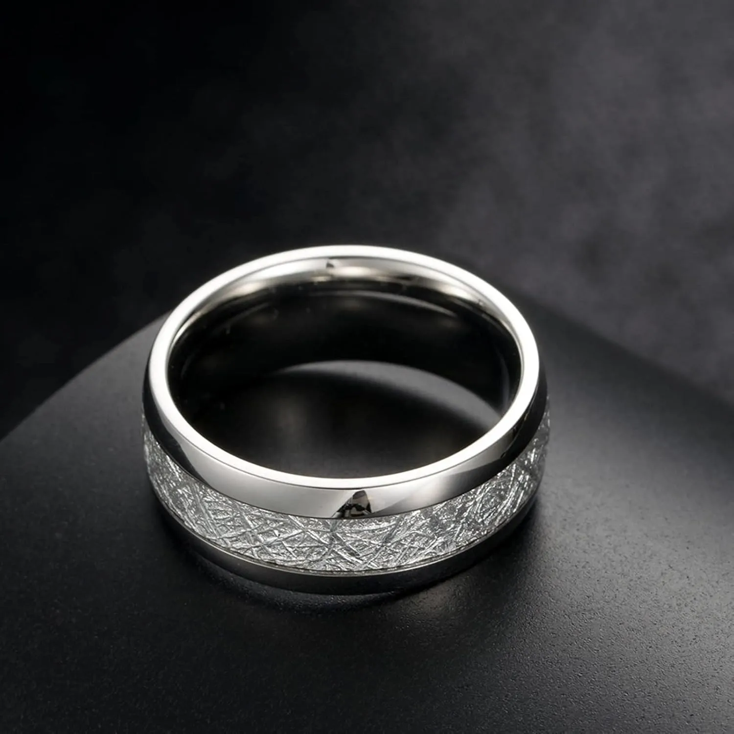 Wedding Rings Couple Set, Unique Promise Rings for Women Silver Ring 8mm Stainless Steel
