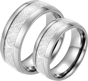Wedding Rings Couple Set, Unique Promise Rings for Women Silver Ring 8mm Stainless Steel