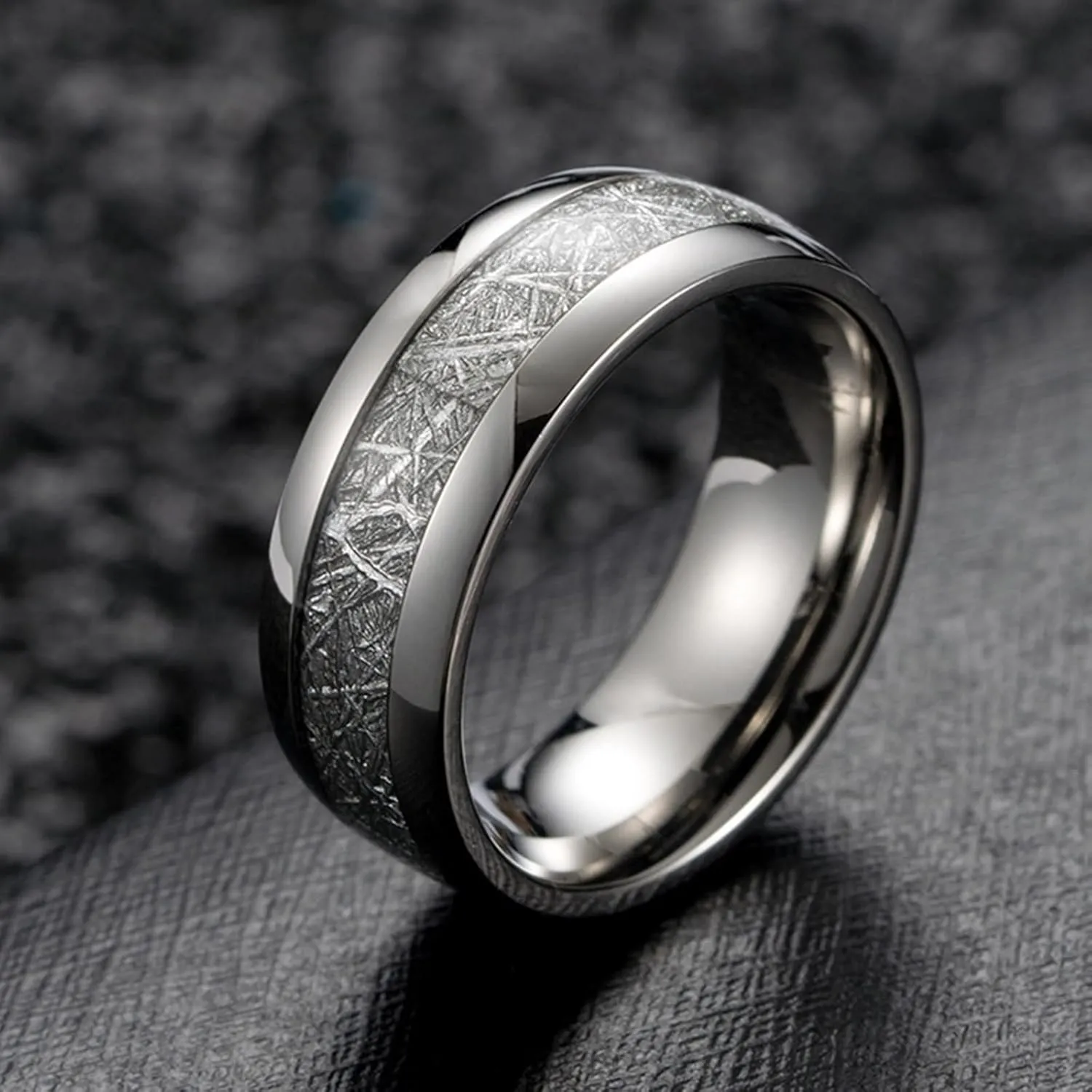 Wedding Rings Couple Set, Unique Promise Rings for Women Silver Ring 8mm Stainless Steel