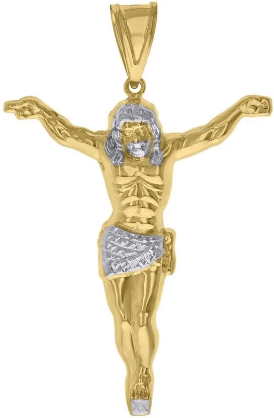 Whimsical Charms Collection Enchanted Elegance Charms Collection 14K Two-tone Gold Jesus Religious Charm Pendant for Mens 2.8g Design-XZX888-31621