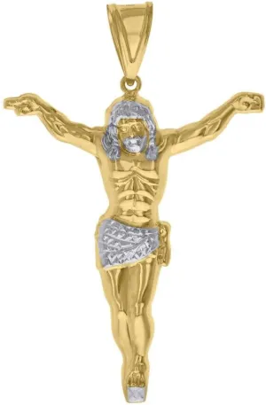 Whimsical Charms Collection Enchanted Elegance Charms Collection 14K Two-tone Gold Jesus Religious Charm Pendant for Mens 2.8g Design-XZX888-31621