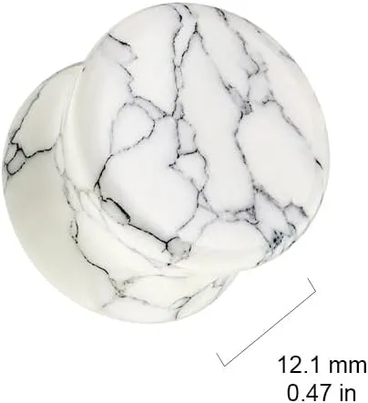 White Howlite Organic Stone Ear Plugs Gauges Sold in Pairs