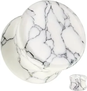 White Howlite Organic Stone Ear Plugs Gauges Sold in Pairs