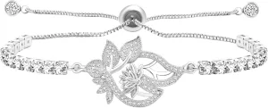 White/Gold/Rose Gold/Black Cubic Zirconia Lotus Blessing Tennis Bracelet for Women - Elegant Flower Charm Bracelets, Ideal for Christmas Birthday Gifts YA4802