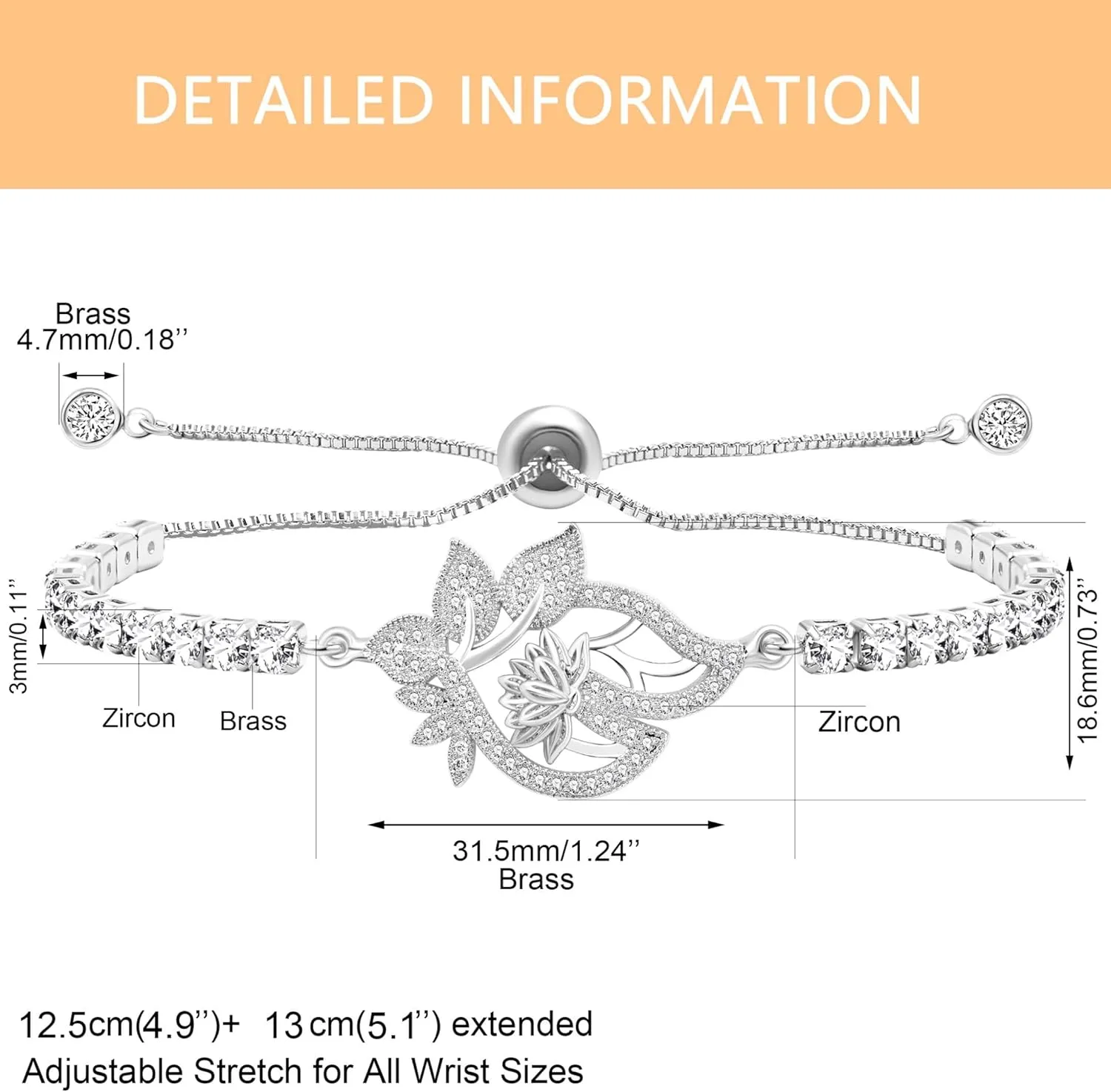 White/Gold/Rose Gold/Black Cubic Zirconia Lotus Blessing Tennis Bracelet for Women - Elegant Flower Charm Bracelets, Ideal for Christmas Birthday Gifts YA4802