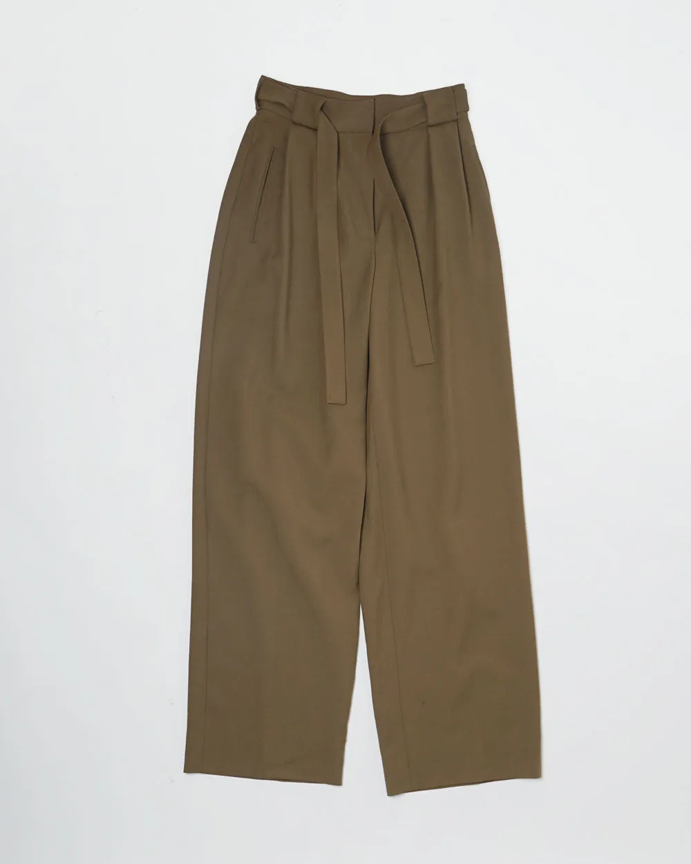 Wide Wool Trousers w/ Belt