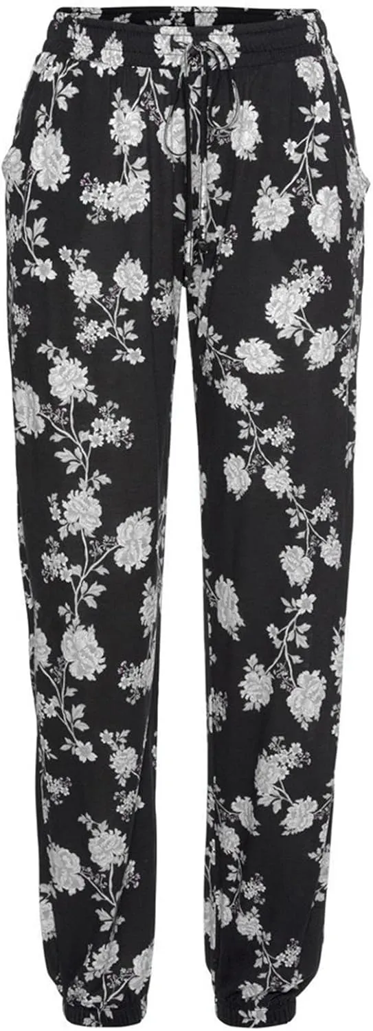 Women's Boho Pants,High Waist Printing Casual Trousers,Flowy Wide Leg Elastic Waist Beach Long Pants with Pockets