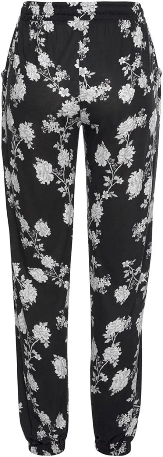 Women's Boho Pants,High Waist Printing Casual Trousers,Flowy Wide Leg Elastic Waist Beach Long Pants with Pockets