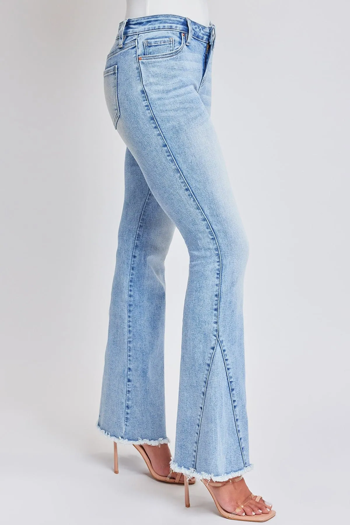 Women's Low Rise Fray Hem Flare Jeans