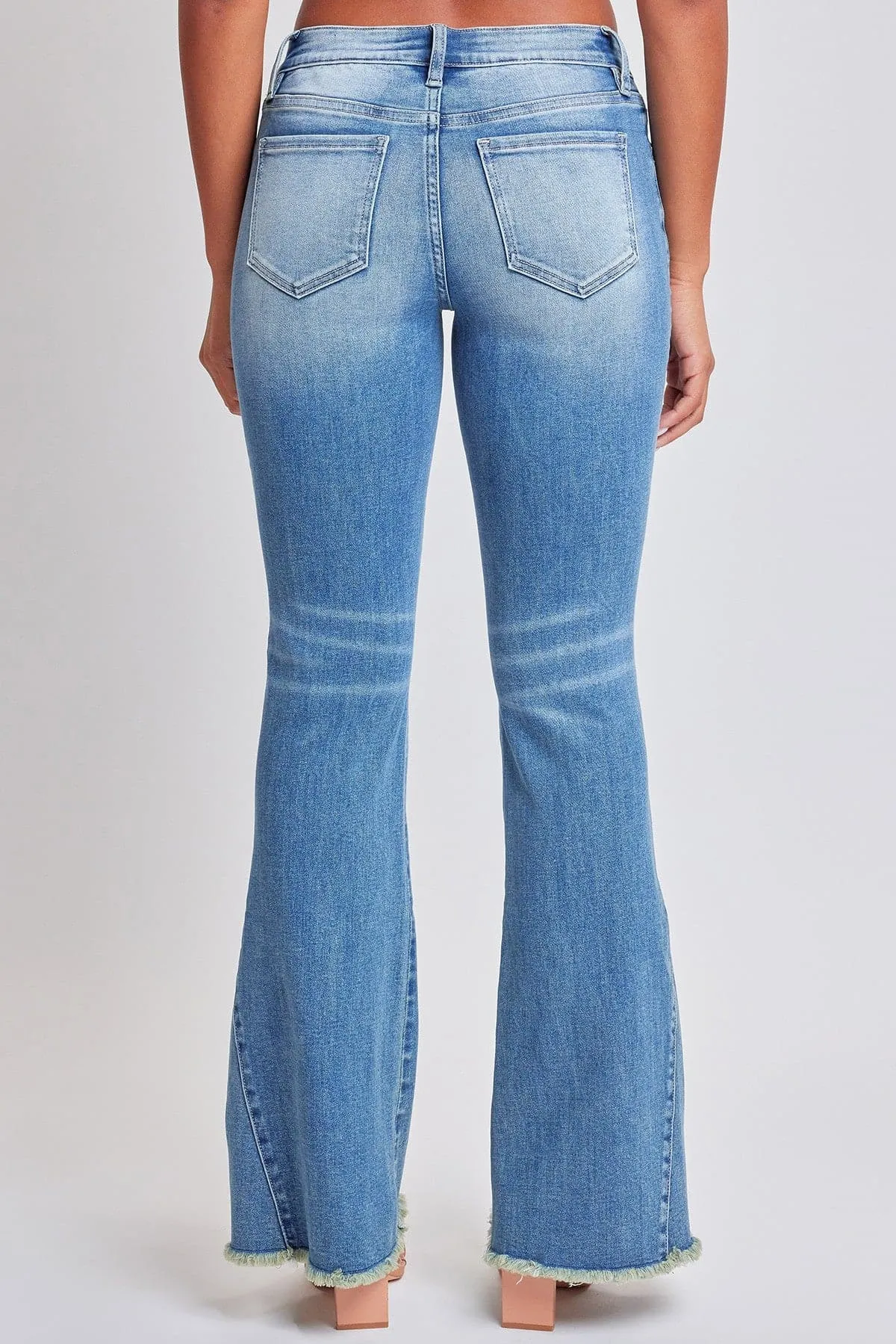 Women's Low Rise Fray Hem Flare Jeans