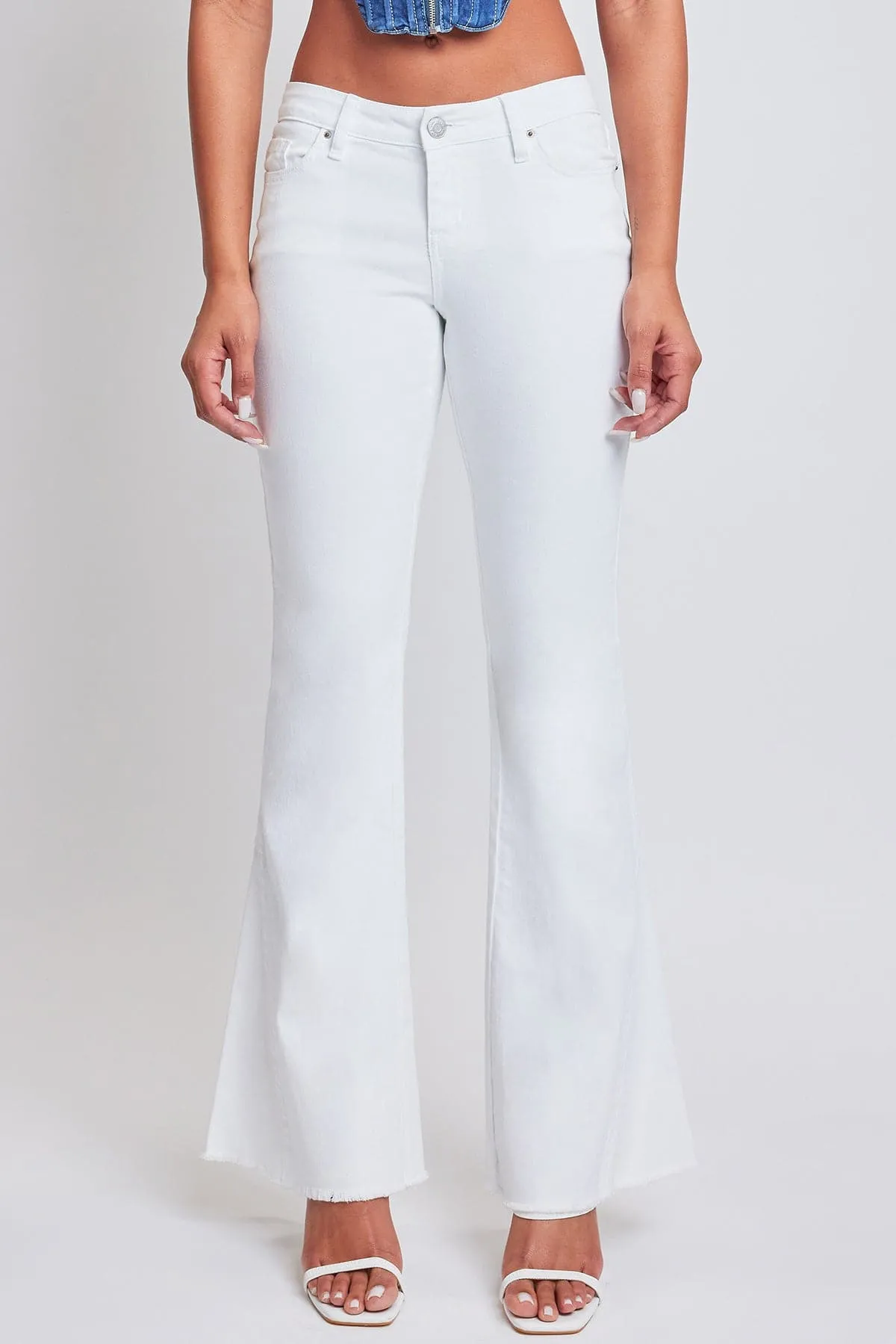 Women's Low Rise Fray Hem Flare Jeans