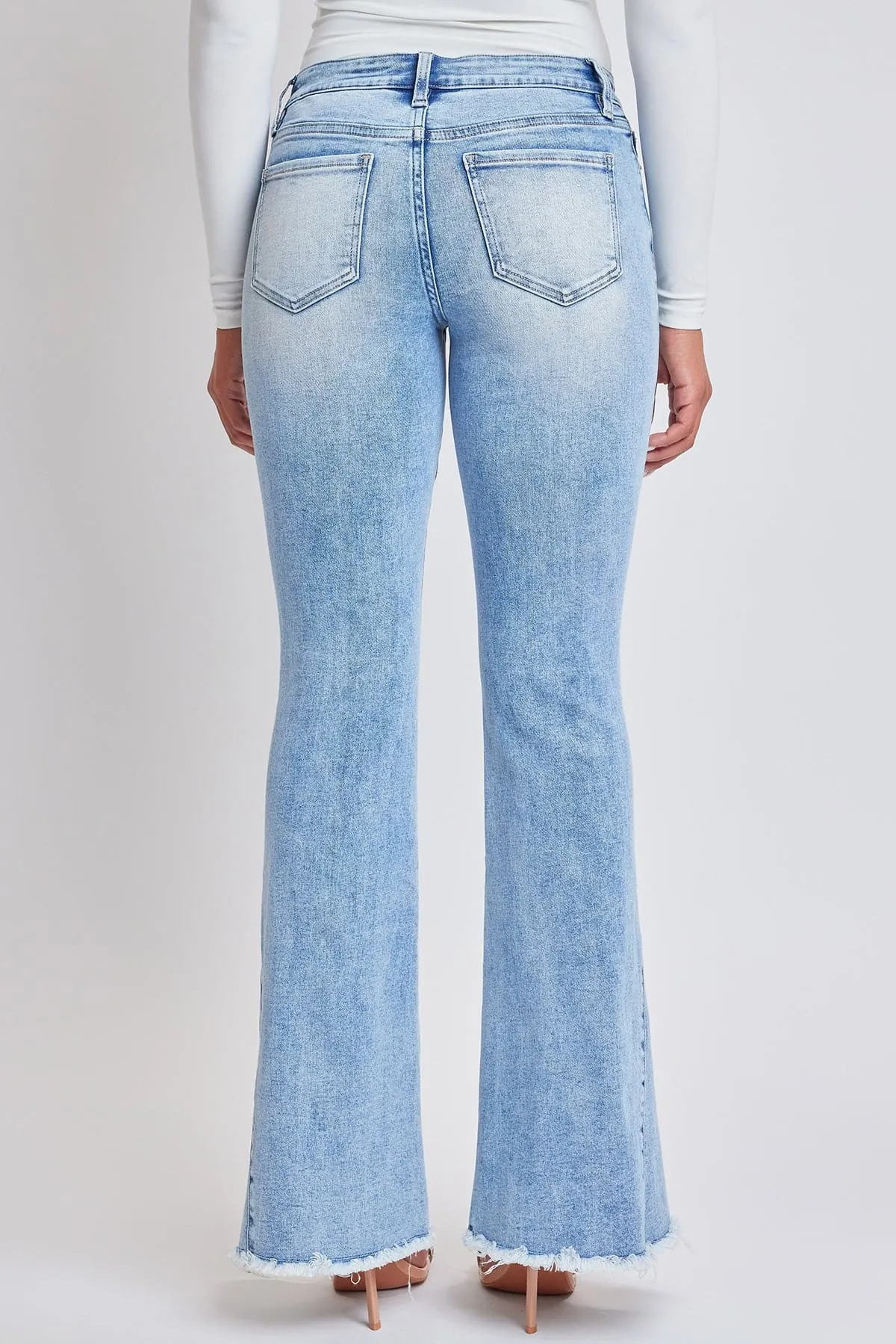 Women's Low Rise Fray Hem Flare Jeans