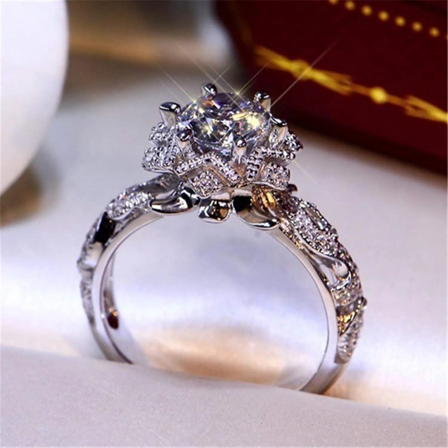 Womens Luxury Rings Saphire Ring, Round Blue Gemstone Ring, Vintage Ring, Diamond Ring, Gift Ring, Peacock Shape Ring, Shiny Diamond Ring, Unique Diamond Ring
