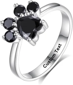 Womens Men Who Have Everything Gifts Guys Custom Rings Animal Name Gift Paw Engraved Ring Names Unique Jewelry