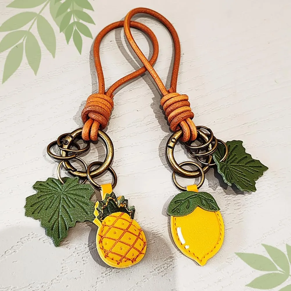 women's novelty cute fruit leather keychain