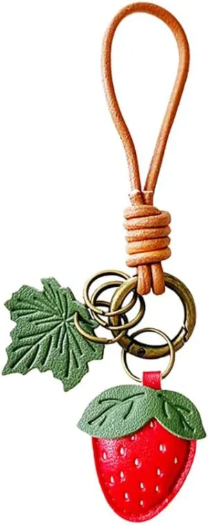 women's novelty cute fruit leather keychain