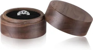 Wooden Ring Box, 2 Inch Ring Bearer Box Round Rings Holder for Men Women Mini Unique Rings Jewelry Storage Case for Proposal Wedding Engagement Ceremony Anniversary