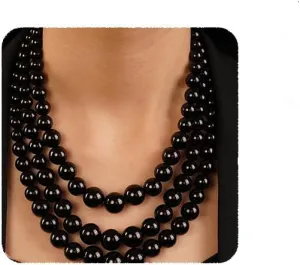 YERTTER Vintage 1920s Large Collar Choker Necklace & Earring Set - Simulated Pearl Statement & Multi Strand Chunky Pearls Costume Jewelry for Wedding or Special Occasion