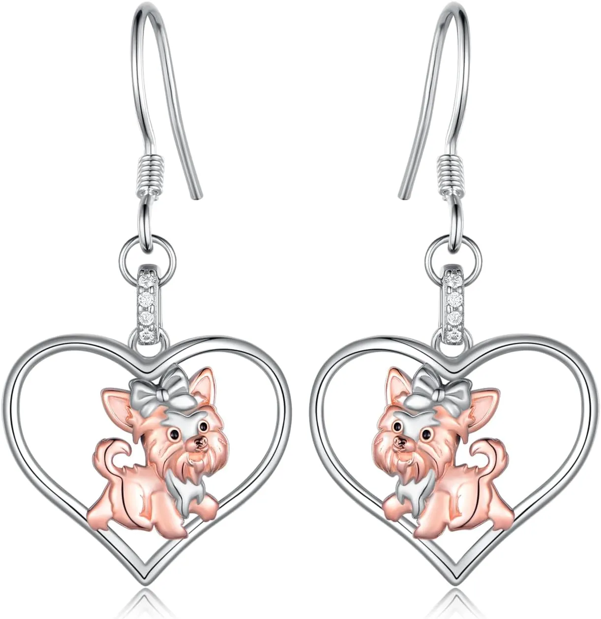 Yorkie Earrings 925 Sterling Silver Yorkie Dangle Earrings Cute Puppy Dog Jewelry for Women Yorkie Gifts for Women
